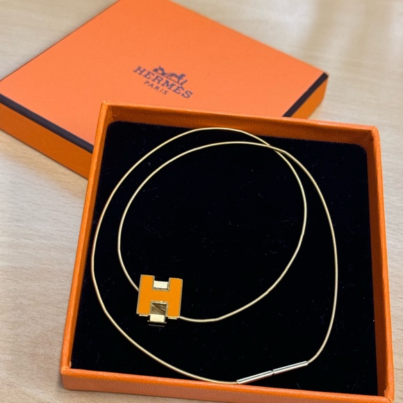 AUTHENTIC Hermes Cage d'Ache H Cube Necklace Pendant - Picture 7 of 7
